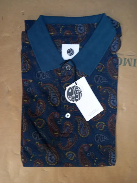 PRETTY GREEN PAISLEY POLO TOP, MULTICOLOUR SIZE L