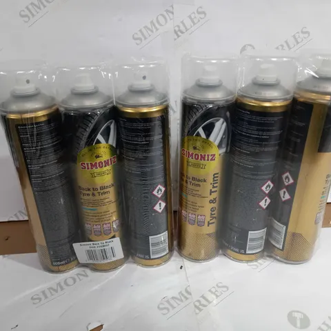 LOT OF 6 SIMONIZ BACK TO BLACK LOOK TYRE SHINE 600ML GLOSS FINISH TYRESHINE