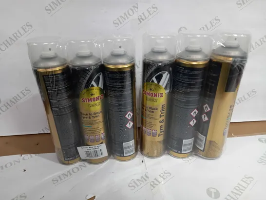 LOT OF 6 SIMONIZ BACK TO BLACK LOOK TYRE SHINE 600ML GLOSS FINISH TYRESHINE