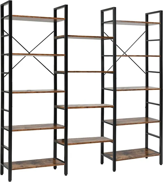 BOXED COSTWAY 5-TIER INDUSTRIAL BOOKSHELF WITH 14 OPEN SHELVES FOR HOME OFFICE (1 BOX)