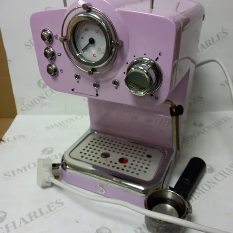 SWAN RETRO PUMP ESPRESSO COFFEE MACHINE, PINK