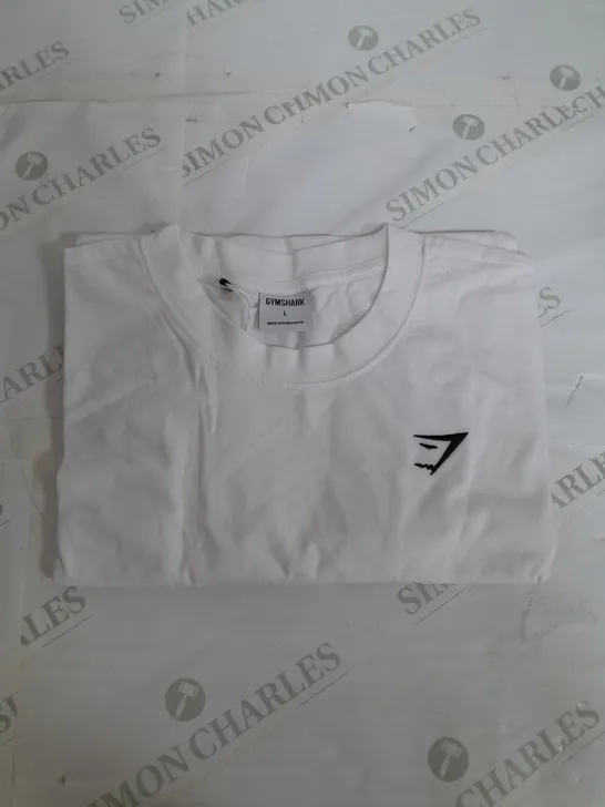 GYMSHARK WHITE SMALL LOGO T-SHIRT - LARGE