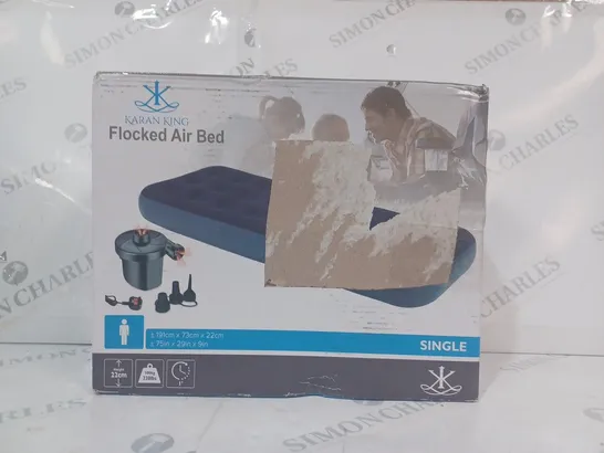 BOXED KARAN KING FLOCKED AIR BED - SINGLE