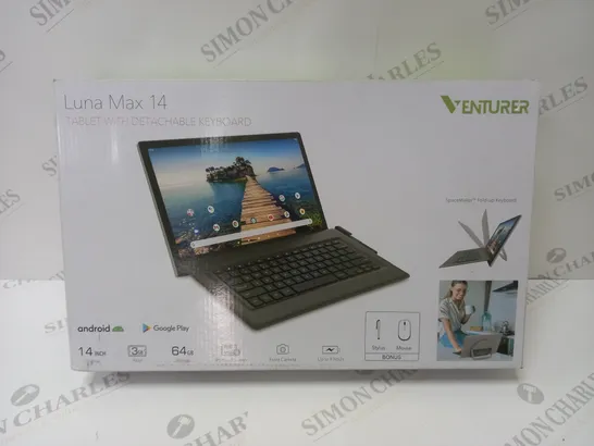 BRAND NEW BOXED VENTURER LUNA MAX 14 64GB 14" HD TABLET WITH DETACHABLE KEYBOARD 