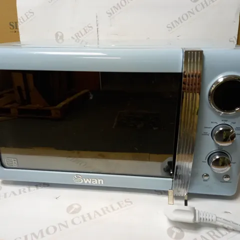 SWAN 800W RETRO MICROWAVE OVEN - BLUE