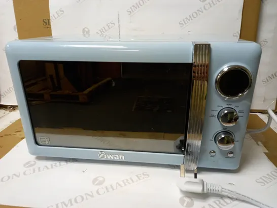 SWAN 800W RETRO MICROWAVE OVEN - BLUE