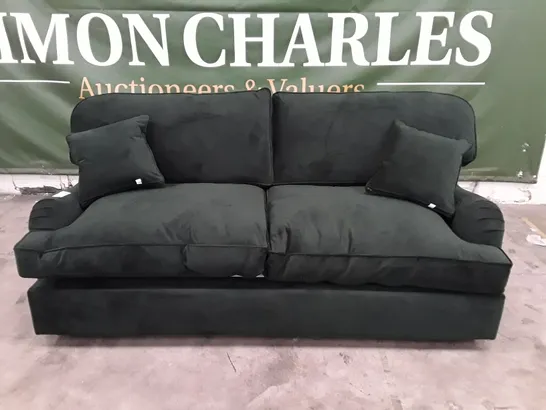 QUALITY DESIGNER DOWNTON 3.5 SEATER SOFA BED - DARK GREEN VELVET