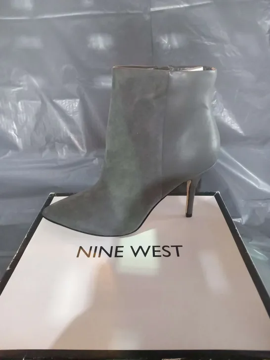 BOXED NINE WEST GREY GLAGSHIP ANKLE BOOTS SIZE 8