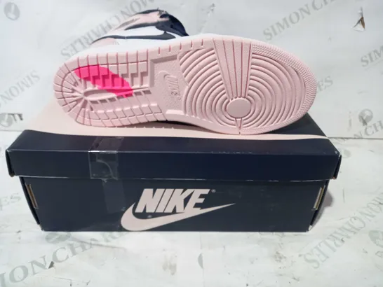 BOXED PAIR OF NIKE AIR JORDANS IN PINK/WHITE/NAVY UK SIZE 4