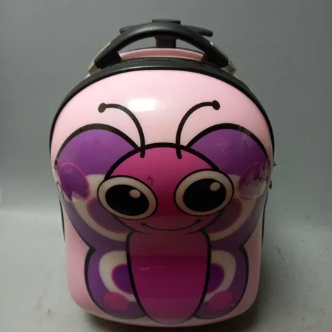 UNBRANDED PINK BUTTERFLY HARD PLASTIC SUITCASE WITH 2 WHEELS