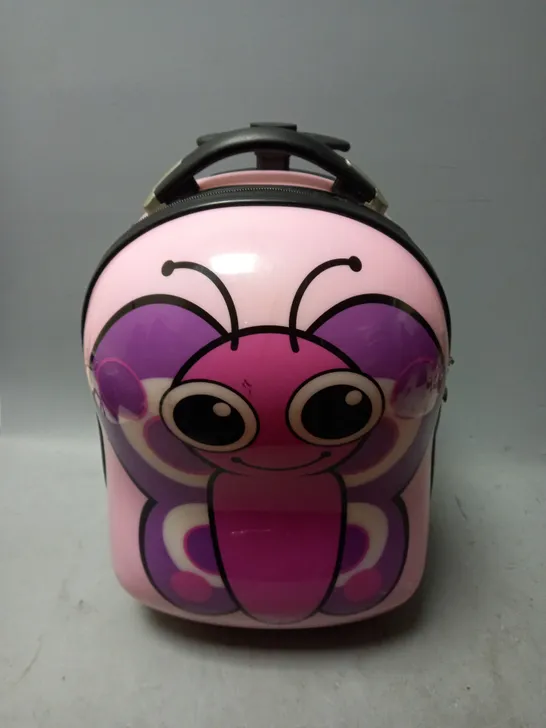 UNBRANDED PINK BUTTERFLY HARD PLASTIC SUITCASE WITH 2 WHEELS