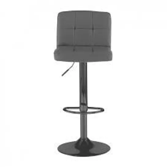 BOXED NEO FAUX LEATHER CUBAN SWIVEL BAR STOOL WITH MATT BLACK LEGS - GREY (1 BOX)