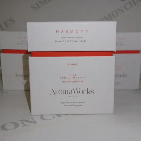 LOT OF 6 X AROMAWORKS CANDLES - HARMONY ROSE & BERGAMOT 