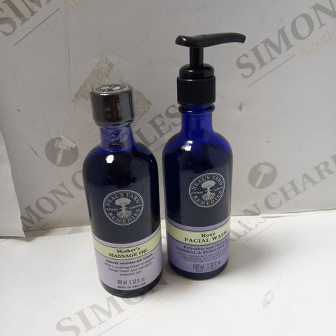LOT OF 2 NEAL'S YARD REMEDIES MOTHER'S MASSAGE OIL 100ML & ROSE FACIAL WASH 100ML