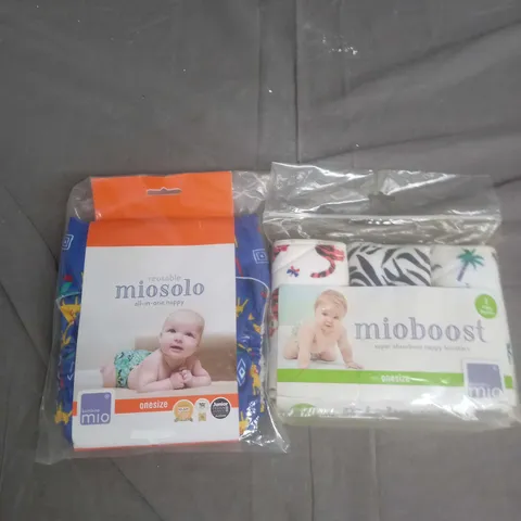 BAMBINO MIO LOT OF 2 BABY PRODUCTS TO INCLUDE MIOSOLO ALL-IN-ONE NAPPY AND MIO BOOST ABSORTBANT NAPPY BOOSTERS