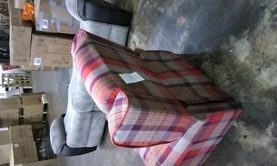 DESIGNER TARTAN PLUSH FABRIC ARMCHAIR 