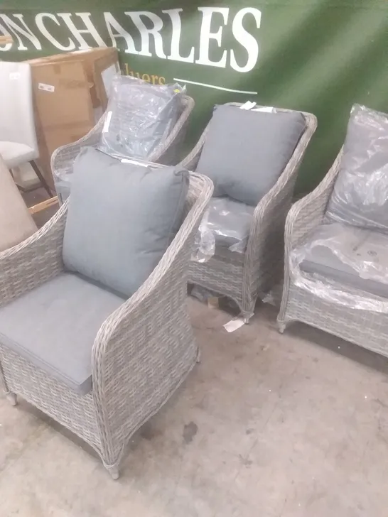 4X HAMILTON WICKER ARMCHAIR WITH CUSHIONS