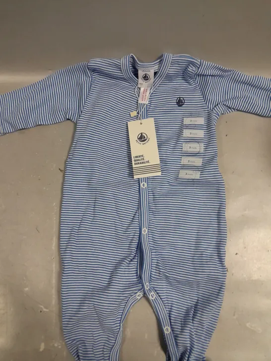 PETIT BATEAU STRIPE BABY GROW - 3MTHS