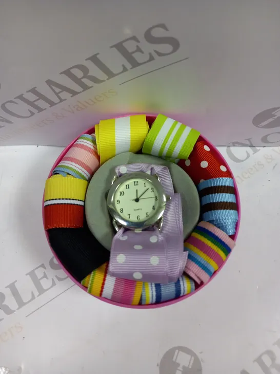 BOXED RIBBONS CUPCAKES & CARTWHEELS QUICK CHANGE WATCH 