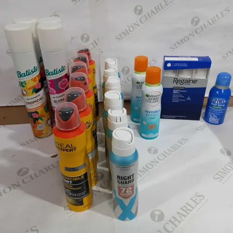 LOT OF APPROX 20 ASSORTED AEROSOLS TO INCLUDE HAIR SPRAY, BODY SPRAYS, COOLING PAIN RELIEF SPRAY ETC