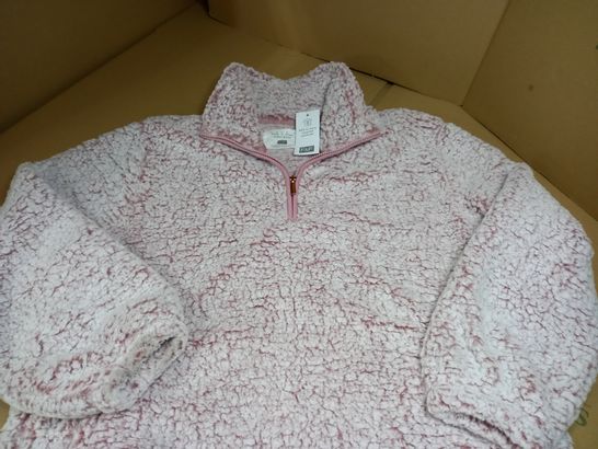 F&F DUSTY PINK BORG LOUNGEWEAR JUMPER - LARGE