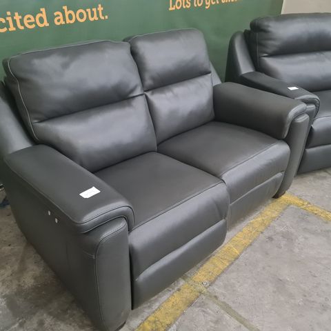 QUALITY ITALIAN GREY LEATHER UPHOLSTERED AVILA ELECTRIC RECLINING THREE SEATER SOFA AND LOVESEAT