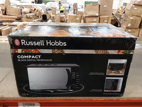 BRAND NEW BOXED RUSSELL HOBBS COMPACT BLACK MICROWAVE - 700W (1 BOX)