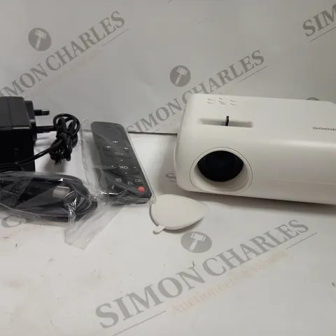 BOXED VIDEO PROJECTOR WITH REMOTE - WHITE