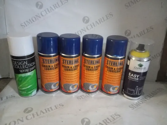 APPROXIMATELY 10 ASSORTED AEROSOLS INCLUDING STERLING CHAIN & CABLE LUBRICANT, DESIGN COLLECTION SPRAY PAINT AND OASIS EASY COLOUR - COLLECTION ONLY