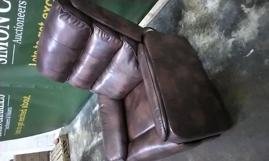 DESIGNER CHESTNUT LEATHER POWER RECLINER ARMCHAIR 