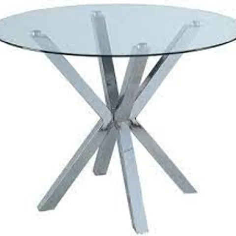 CHOPSTICK 100CM ROUND GLASS DINING TABLE CLEAR/GREY (2 OF 2 BOXES)