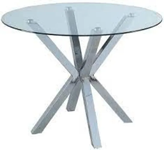 CHOPSTICK 100CM ROUND GLASS DINING TABLE CLEAR/GREY (2 OF 2 BOXES)