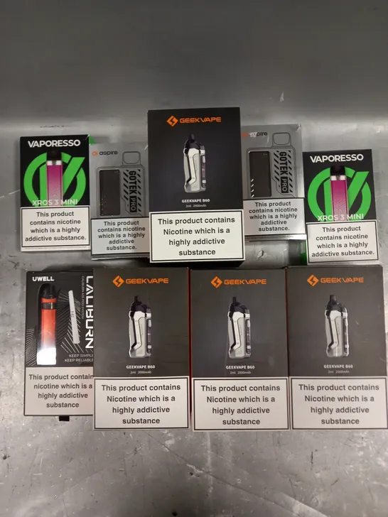 APPROXIMATELY 20 VAPES & E-CIGARETTES TO INCLUDE ASPIRE GOTEK, GEEK VAPE, VAPORESSO ETC  