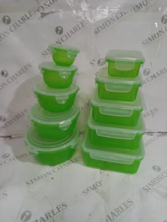 LOCK & LOCK 10PC ROUND & SQUARE 100ML-2.1L CONTAINER SET GREEN