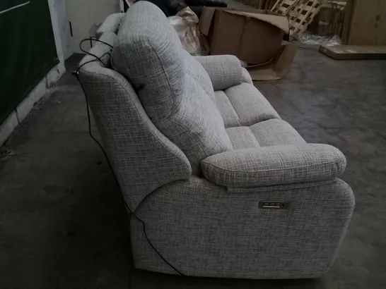  QUALITY BRITISH DESIGNER G PLAN 2 SEATER ELECTRIC RECLINER DOUBLE HRLM B920 WAFFLE TAUPE FABRIC 