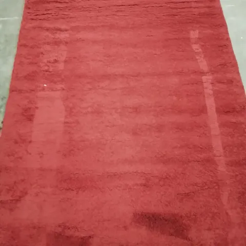 QUALITY DESIGNER SHAGGY RED AREA RUG 200/290