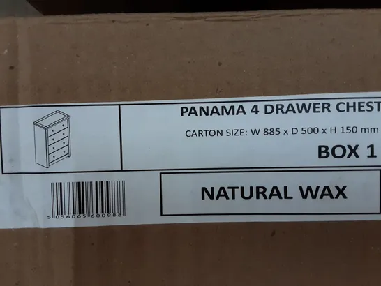 BOXED PANAMA 4 DRAWER CHEST IN NATURAL WAX