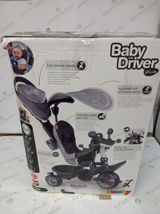 SMOBY BABY DRIVER COMFORT GREY PLUS TRICYCLE RRP £109.99