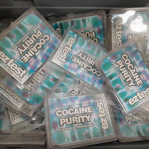 box of approx. 20 cocaine purity testing kits 