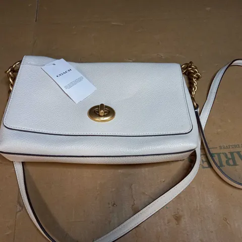 COACH CROSS BODY WHITE BAG WITH GOLD DETAIL