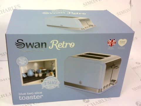 BOXED SWAN RETRO BLUE TWO SLICE TOASTER