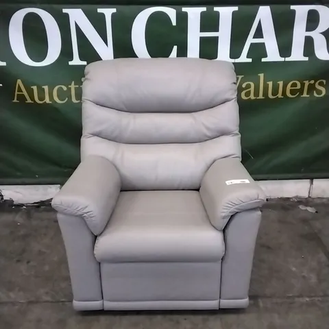 QUALITY BRITISH DESIGNED & MANUFACTURED G PLAN MALVERN POWER RECLINER ARMCHAIR CAPRI MIST LEATHER