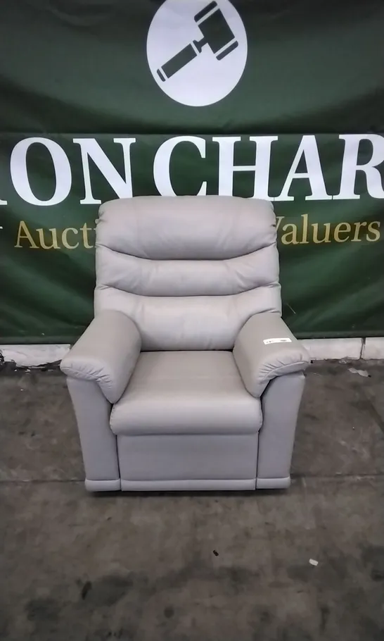 QUALITY BRITISH DESIGNED & MANUFACTURED G PLAN MALVERN POWER RECLINER ARMCHAIR CAPRI MIST LEATHER