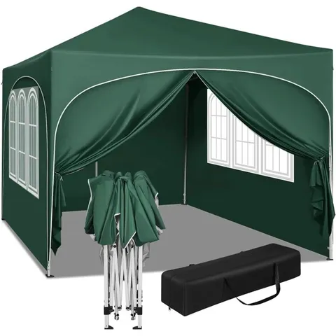 BOXED CHONCEY 3m X 3m METAL POP-UP GAZEBO - GREEN (1 BOX)