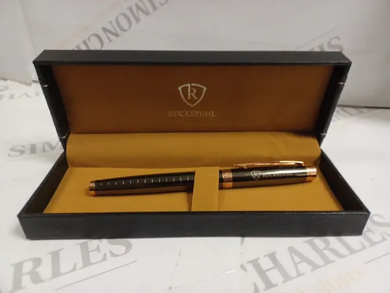 RUCKSTUHL STAINLESS STEEL LUXURY PEN IN GIFT BOX – BLACK & ROSE GOLD