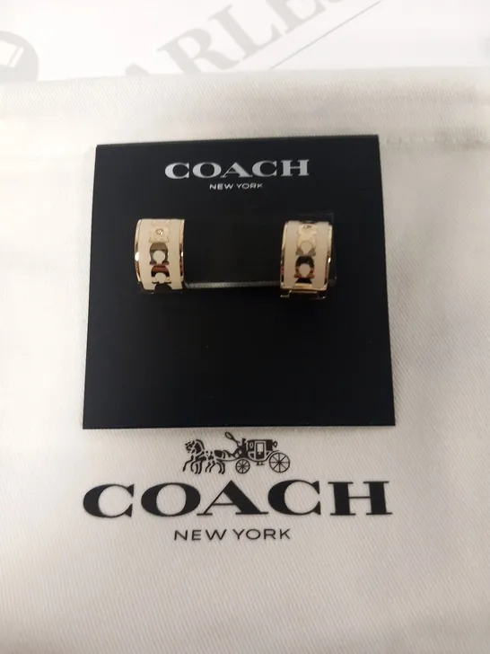 COACH ENAMEL C HOOP EARRINGS 