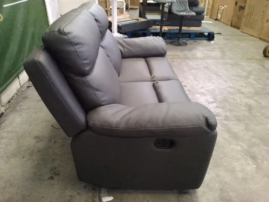 QUALITY DESIGNER MANUAL RECLINER 2 SEATER SOFA - DARK GREY LEATHER 