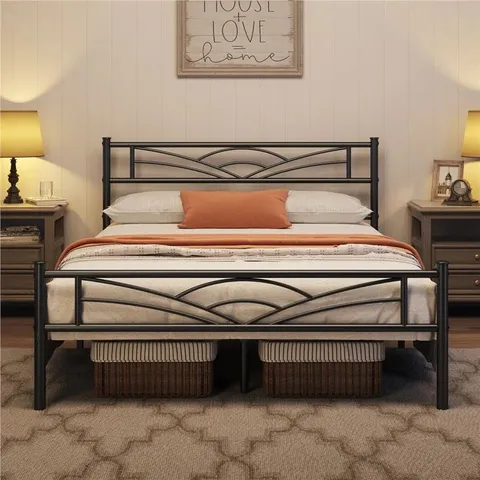 BOXED GAP METAL BED FRAME - BLACK // SIZE: DOUBLE (1 BOX)