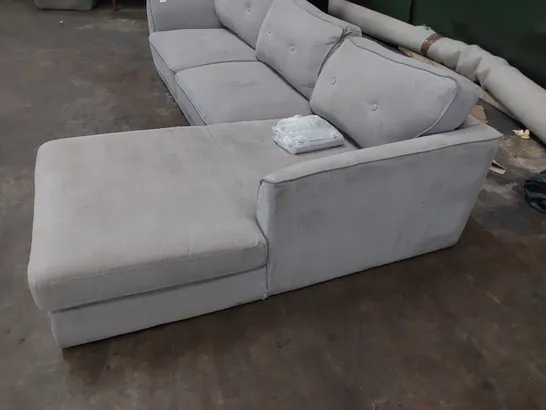 DESIGNER CHAISE SOFA LIGHT GREY FABRIC 