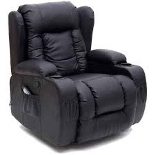 BIXED DESIGNER CAESAR BLACK FAUX LEATHER POWER RECLINING EASY CHAIR  (2 BOXES)